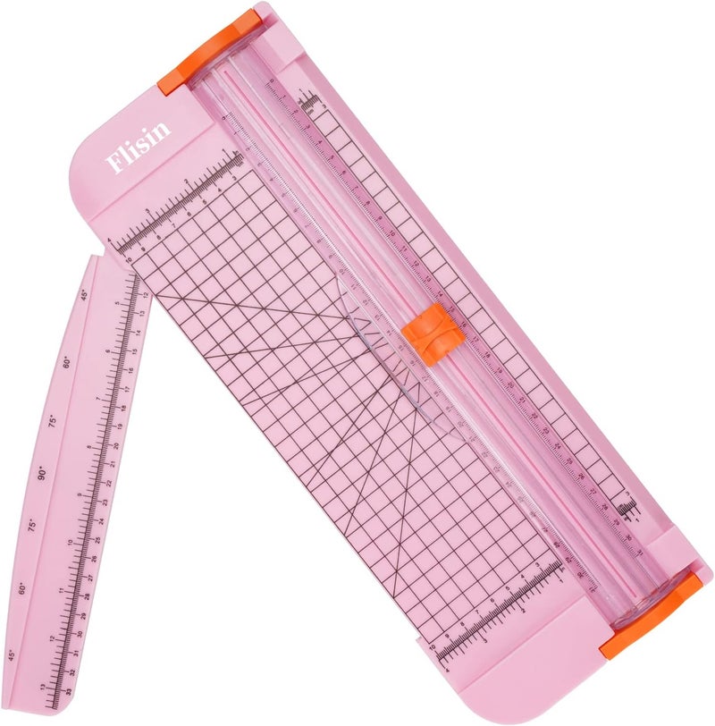 Flisin Paper Cutter,Portable Paper Slicer,12 Inch Paper Trimmer Scrapbooking Tool with Automatic Security Safeguard and Side Ruler for Craft Paper,A4 Paper,Coupon, Label and Cardstock (Pink) - Image 1
